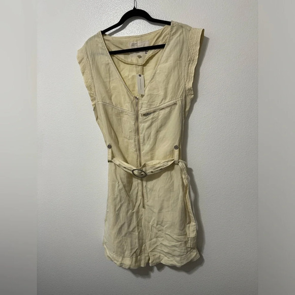 NWT Pilcro women’s Belted V-Neck Romper cream color size large summer linen - Picture 5 of 8